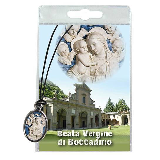 Medaglia Beata Vergine di Boccadirio con laccio e preghiera in italiano