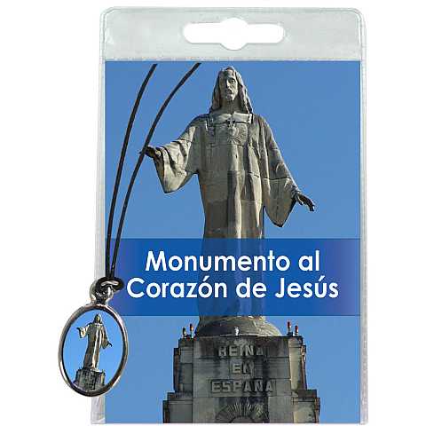 Medaglia Sacro Cuore di Gesù con laccio e preghiera in spagnolo