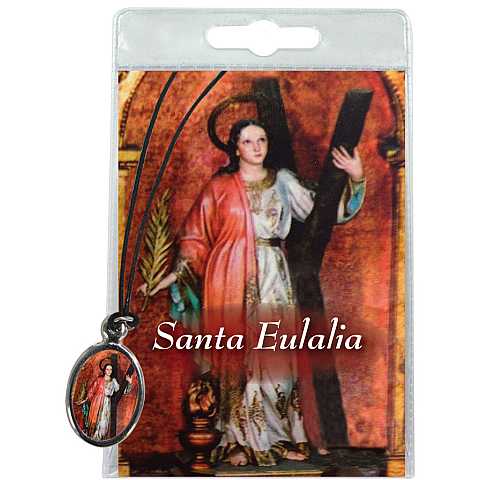 Medaglia Sant Eulalia con laccio e preghiera in spagnolo