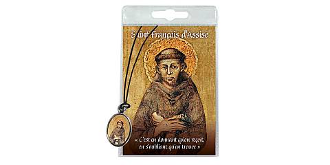 Medaglia San Francesco con laccio e preghiera in francese
