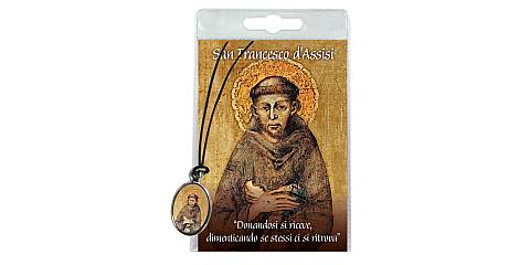 Medaglia San Francesco con laccio e preghiera in italiano