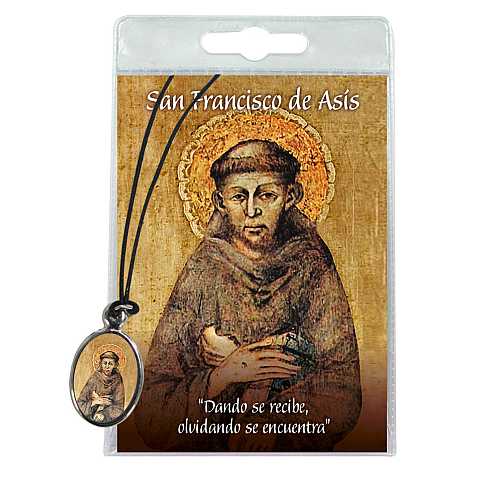 Medaglia San Francesco con laccio e preghiera in spagnolo