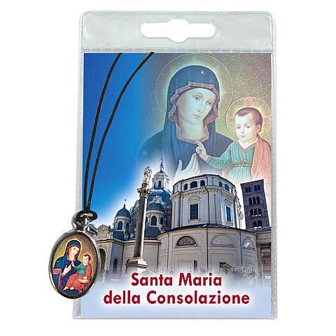 Medaglia Santa Maria della Consolazione con laccio e preghiera in italiano