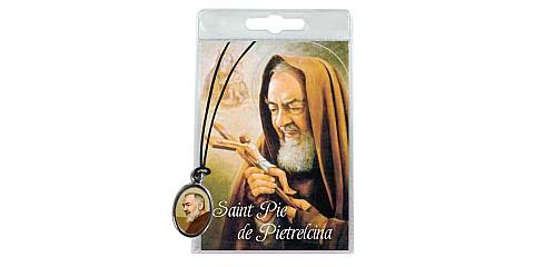 Medaglia San Pio con laccio e preghiera in francese