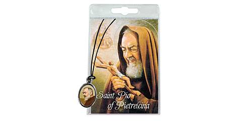 Medaglia San Pio con laccio e preghiera in inglese