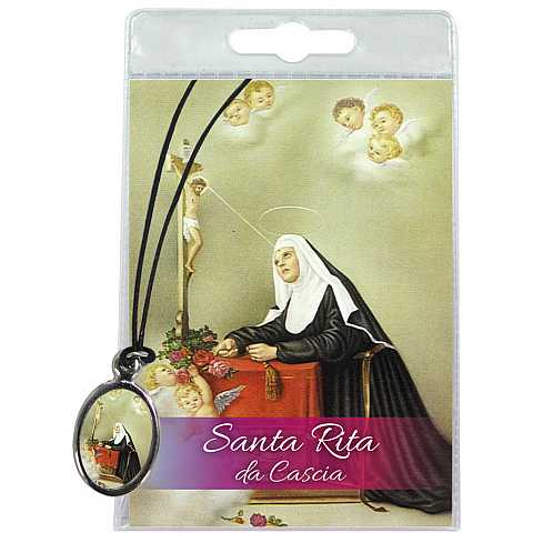 Medaglia Santa Rita (BaronA con laccio e preghiera in italiano