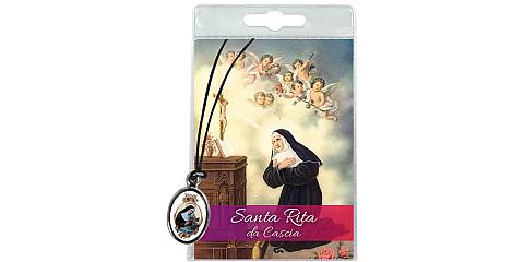 Medaglia Santa Rita con laccio e preghiera in italiano
