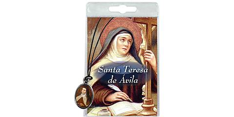 Medaglia Santa Teresa d'Avila con laccio e preghiera in spagnolo