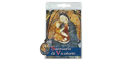 Medaglia Madonna del Santuario di Vicoforte (Mondovì) con laccio e preghiera in italiano