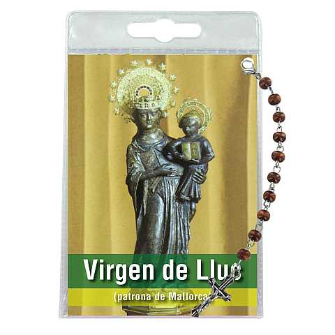 Decina della Madonna di Lluc con blister trasparente e preghiera - spagnolo