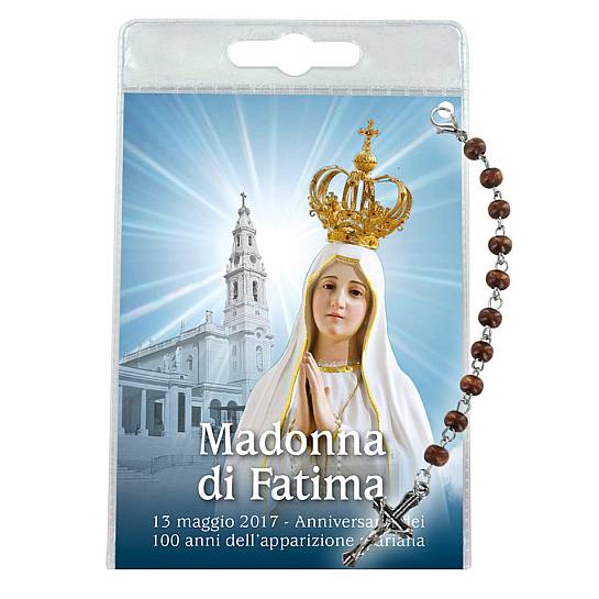 Decina della Madonna di Fatima con blister trasparente e preghiera 