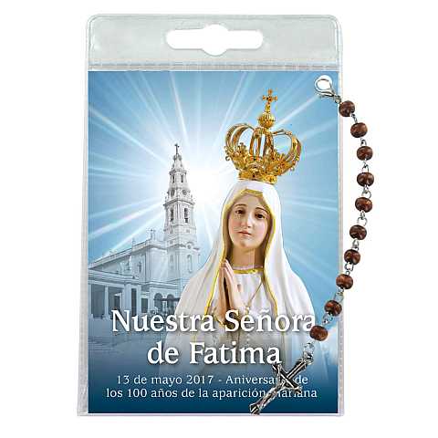Decina della Madonna di Fatima con blister trasparente e preghiera - spagnolo