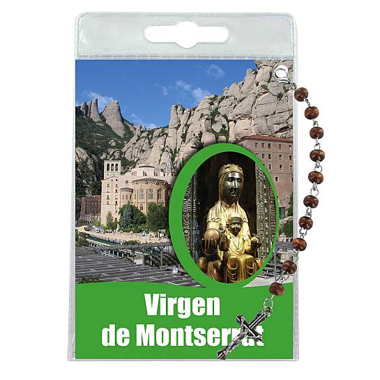 Decina della Madonna di Montserrat con blister trasparente e preghiera - spagnolo