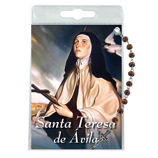 Decina di Santa Teresa d'Avila con blister trasparente e preghiera - spagnolo