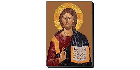 Icona Cristo con libro aperto da tavolo - 9,5 x 6,3 cm
