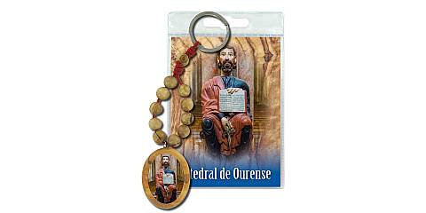 Portachiavi Catedral de Ourense con decina in ulivo e preghiera in spagnolo