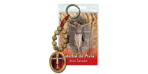 Portachiavi Catedral de Avila con decina in ulivo e preghiera in spagnolo