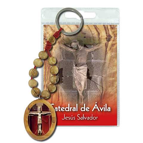 Portachiavi Catedral de Avila con decina in ulivo e preghiera in spagnolo