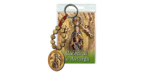 Portachiavi Catedral de Astorga con decina in ulivo e preghiera in spagnolo