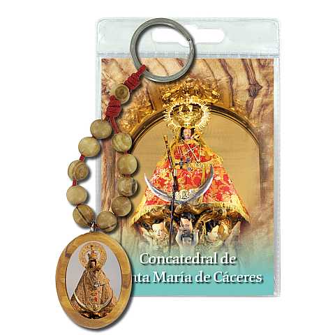 Portachiavi Concatedral de Caceres) con decina in ulivo e preghiera in spagnolo