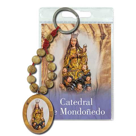 Portachiavi Catedral de Mondonedo con decina in ulivo e preghiera in spagnolo