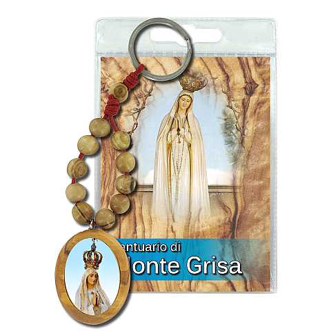 Portachiavi Santuario di Monte Grisa (Trieste) con decina in ulivo e preghiera in italiano