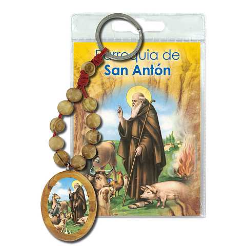 Portachiavi Parrocchia de San Anton con decina in ulivo e preghiera in spagnolo
