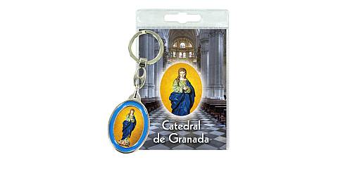 Portachiavi Vergine della Cattedrale di Granada con preghiera in spagnolo