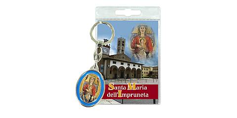 Portachiavi doppio Madonna dell'Impruneta con preghiera in italiano