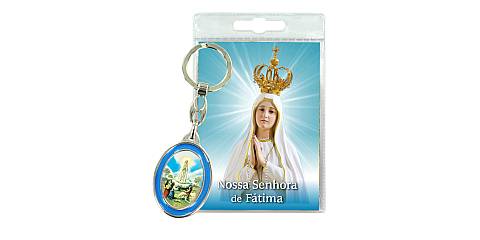Portachiavi Madonna di Fatima con preghiera in portoghese