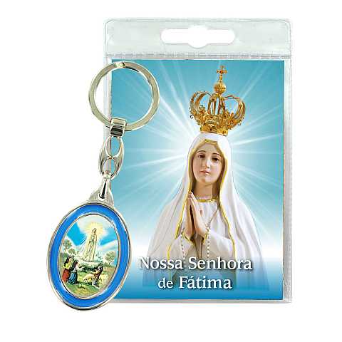 Portachiavi Madonna di Fatima con preghiera in portoghese