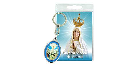 Portachiavi Madonna di Fatima con preghiera in spagnolo