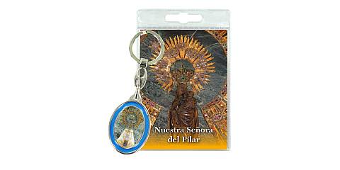 Portachiavi doppio Madonna del Pilar con preghiera in spagnolo