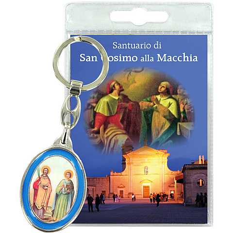 Portachiavi doppio Santi Cosma e Damiano (ad Oria) con preghiera in italiano