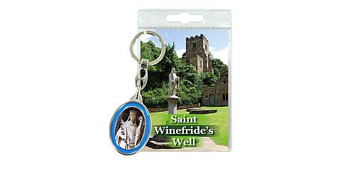 Portachiavi doppio Saint Winefride con preghiera in inglese
