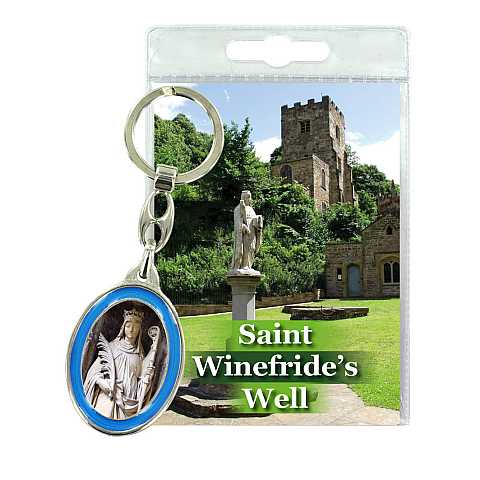 Portachiavi doppio Saint Winefride con preghiera in inglese