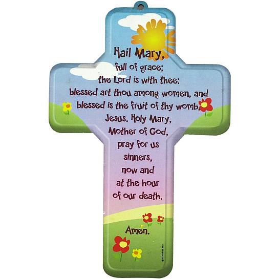 Crocifisso Per Bambini Con La Preghiera Dell Ave Maria In Inglese 12 X 18 Cm 7148avin Ferrari Arrighetti