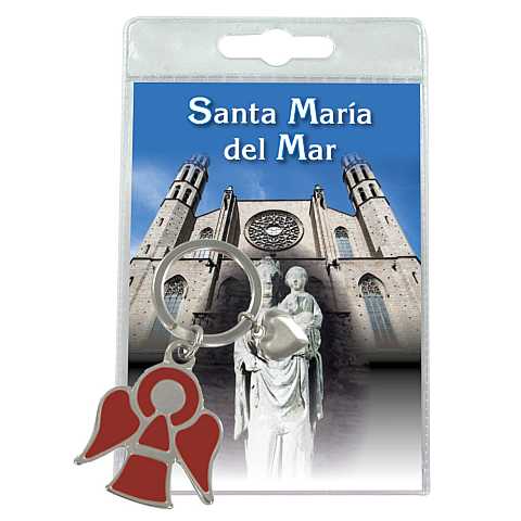 Portachiavi angelo Santa Maria del Mar con preghiera in spagnolo