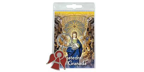 Portachiavi angelo Cattedrale di Granada con preghiera in spagnolo