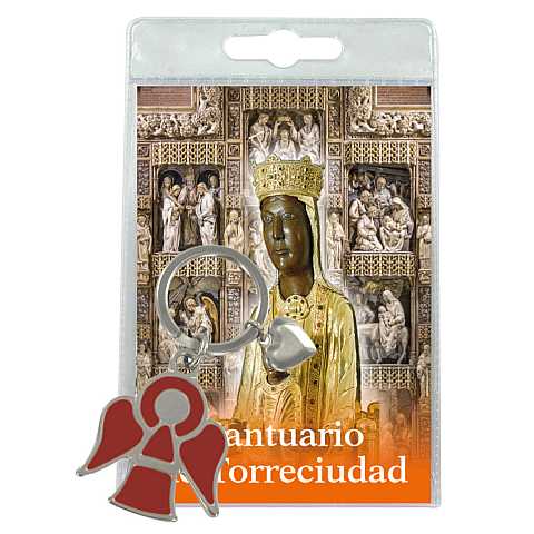 Portachiavi angelo Vergine di Torreciudad con preghiera in spagnolo