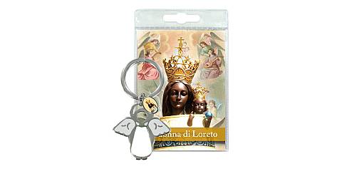 Portachiavi angelo Madonna di Loreto con preghiera in italiano