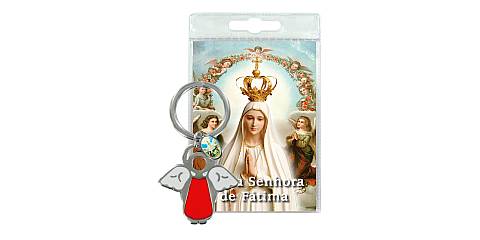 Portachiavi angelo Madonna di Fatima con preghiera in portoghese