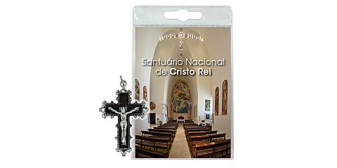 Blister B Santuario Cristo Rei con croce metallo cm 4,8 - portoghese
