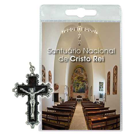 Blister(B)Santuario Cristo Rei con croce metallo cm 4,8 - portoghese