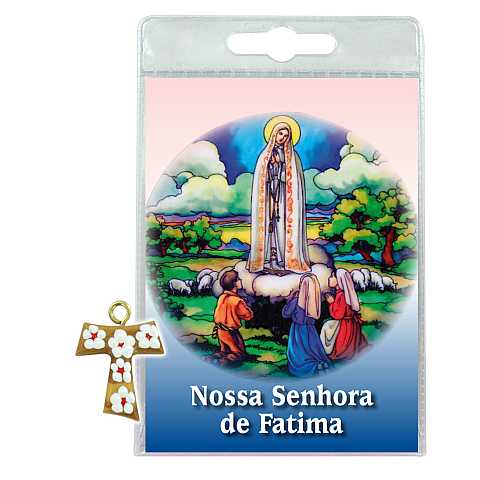 Blister (C) Apparizione di Fatima con croce tau in ulivo e fiori - portoghese