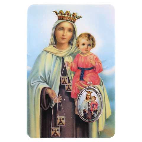 Card Madonna del Carmelo in PVC - 5,5 x 8,5 cm - italiano