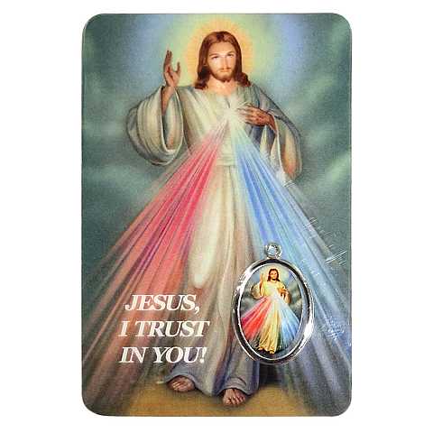 Card Gesù Misericordioso in PVC - 5,5 x 8,5 cm - inglese