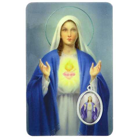 Card Sacro Cuore di Maria in PVC - misura 5,5 x 8,5 cm - Italiano