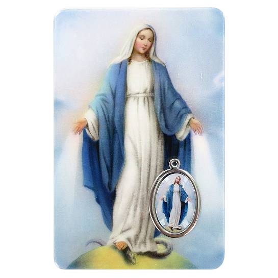 Card Madonna Miracolosa in PVC - misura 5,5 x 8,5 cm - Italiano