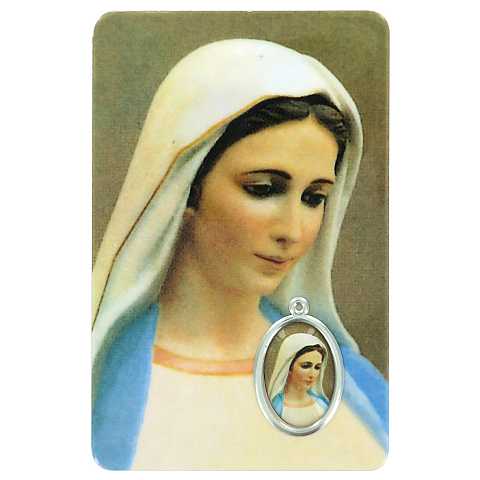 Card Madonna di Megjugorje in PVC - 5,5 x 8,5 cm - inglese